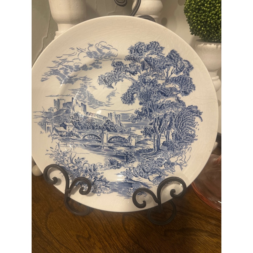 VTG Enoch Wedgwood Countryside Blue White Dinner Plate Tunstall England 10in